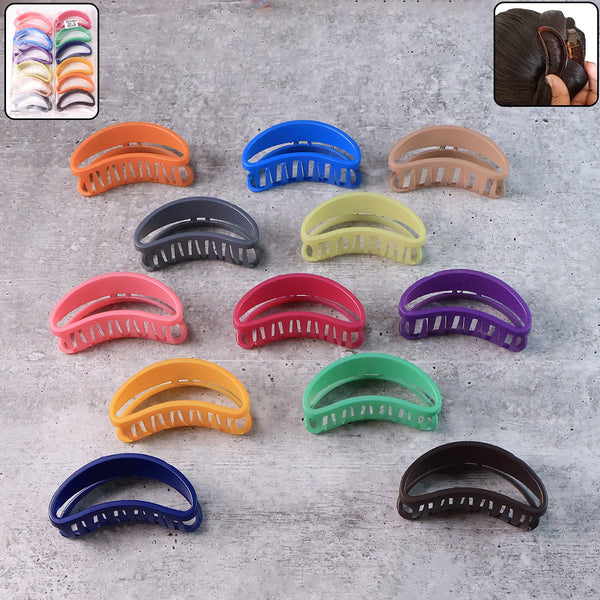 Plastic Hair Clamp Grip, Simple Matte Hair Barrette Clamp (12 Pc)